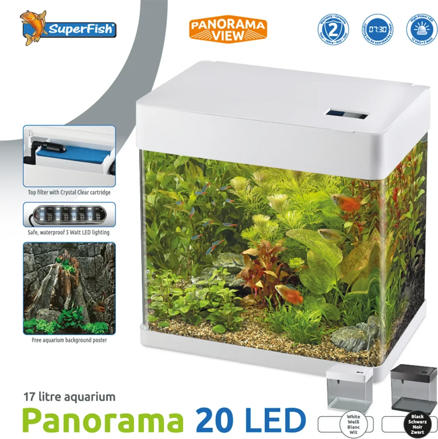 SuperFish aquarium Panorama zwart 17liter