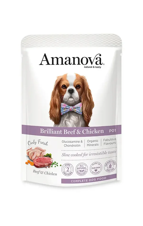 Amanova adult dog beef & chicken 12x100gram