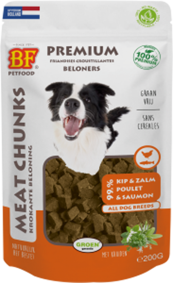 Biofood meat chunks kip&zalm (mix proteïne) 200gram