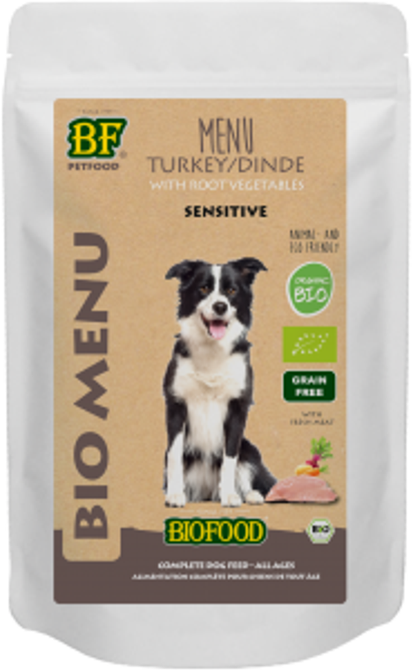 Biofood Organic hond kalkoen menu pouch 15x150gram