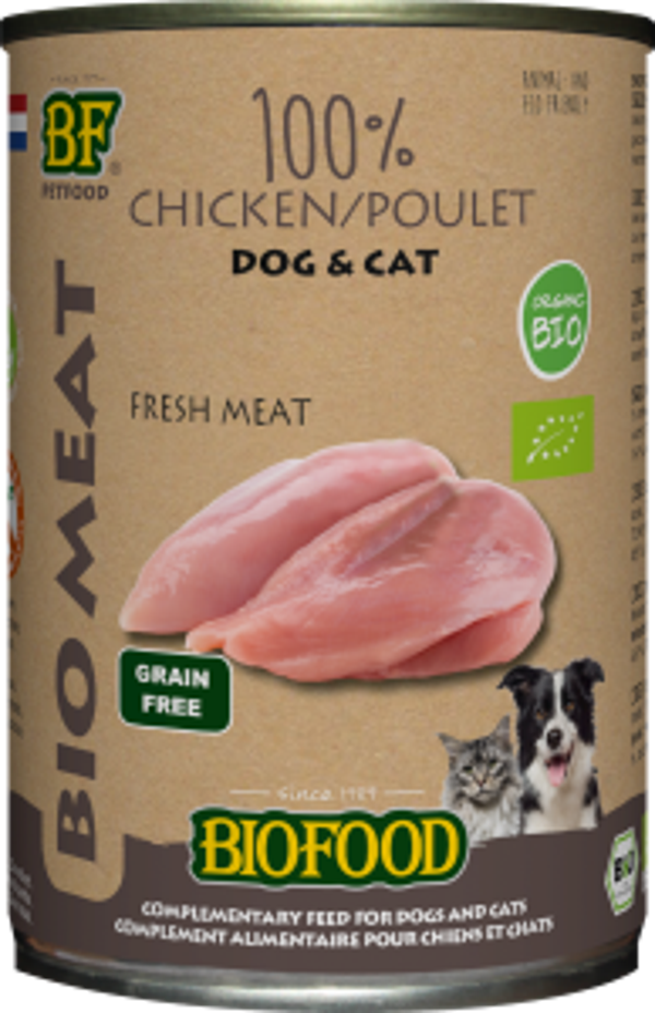Biofood Organic hond&kat 100% kippenvlees blik 12x400gram