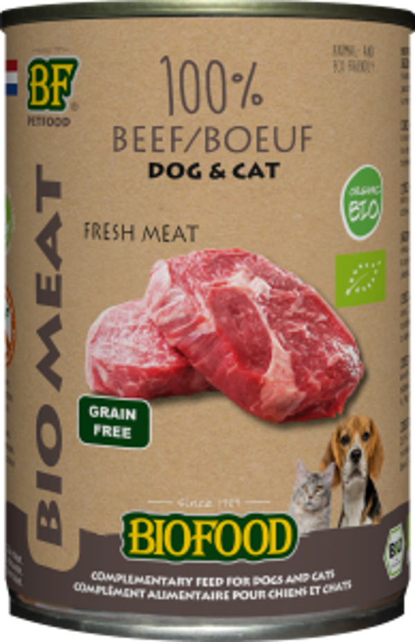 Biofood Organic hond&kat 100% rundvlees blik 12x400gram
