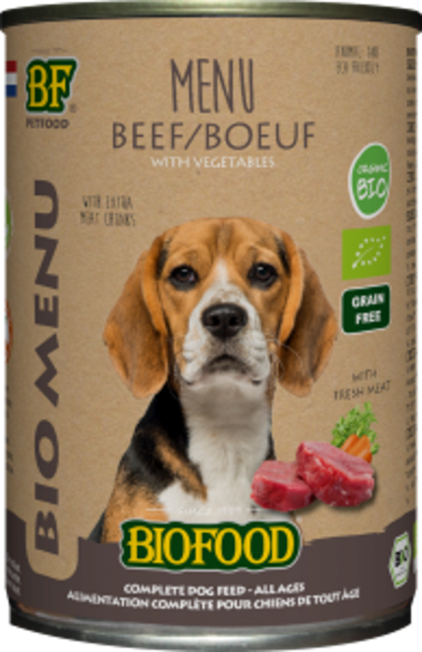 Biofood Organic hond rund menu blik 12x400gram