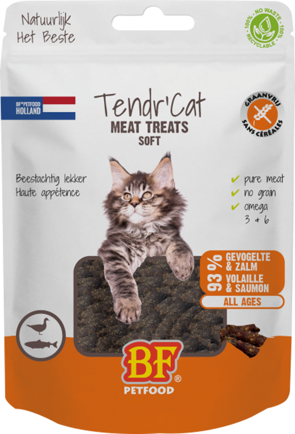 Biofood tendr’ cat gevogelte&zalm 65gram