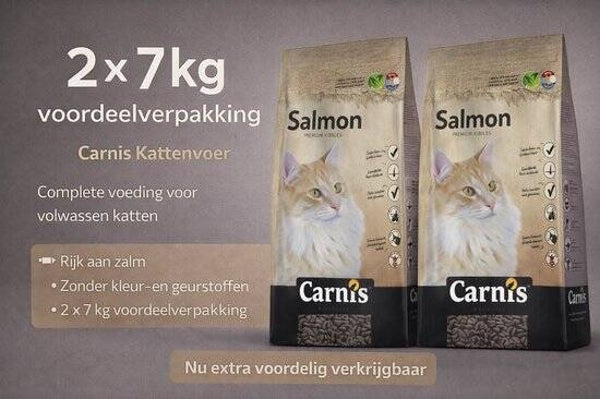 Carnis Kat Droog Zalm 2x7kg Voordeelverpakking