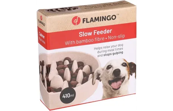 Flamingo Eetpot Slow feeder Greni Rond Beige 410ml