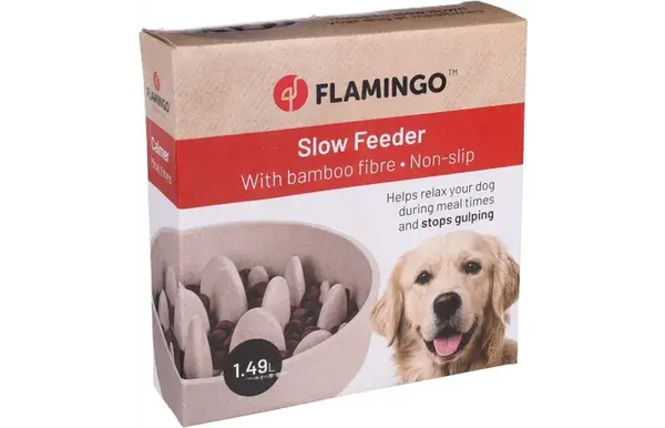 Flamingo Eetpot Slow feeder Greni Rond Beige 1,49liter