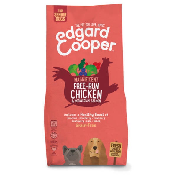 Edgard & cooper Free-Run Chicken Senior Kip Zalm Broccoli 12kg