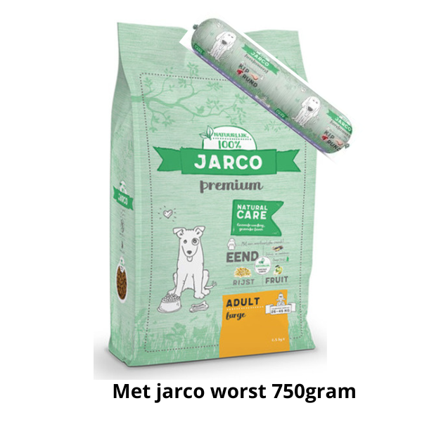 Jarco large adult eend 15kg met GRATIS worst 750gram twv 4,95