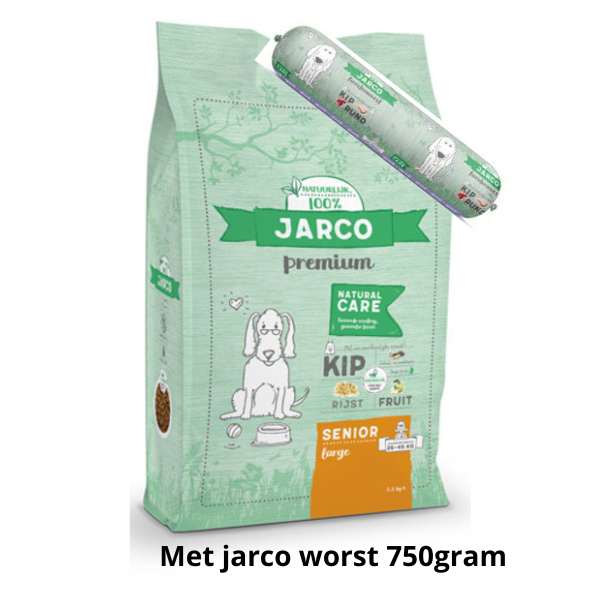 Jarco large senior kip 15kg met GRATIS worst 750gram twv 4,95