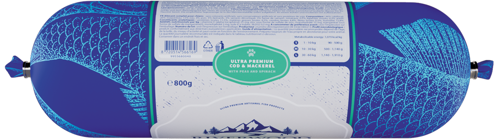 Riverwood Fish Sausage Cod & Mackerel 12x800gram
