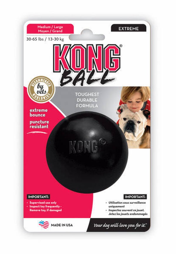 Kong Speeltje Rubber Bal Extreme Zwart Large 2stuks