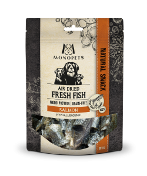 Monopets Fresh Fish air dried snacks salmon skin bites 100gram