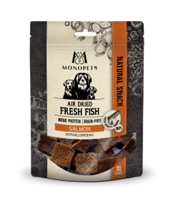 Monopets Fresh Fish air dried snacks XL cubes salmon 100gram