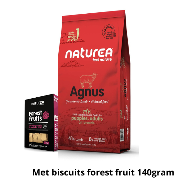 Naturea Naturals Lamb 12kg met GRATIS biscuits forestfruit 140gram