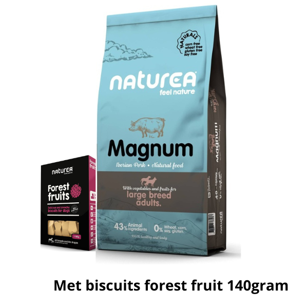 Naturea Naturals Pork Large Breed 12kg met GRATIS biscuit forest fruit 140gram