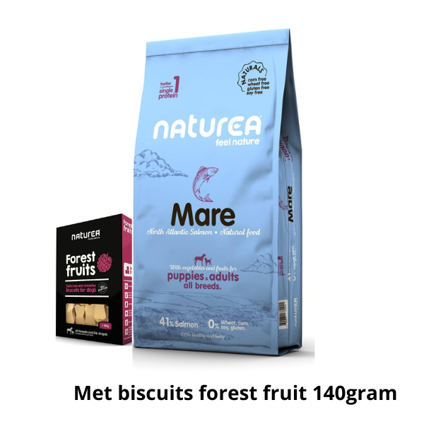 Naturea Naturals Salmon 12kg met GRATIS biscuits forest fruit 140gram