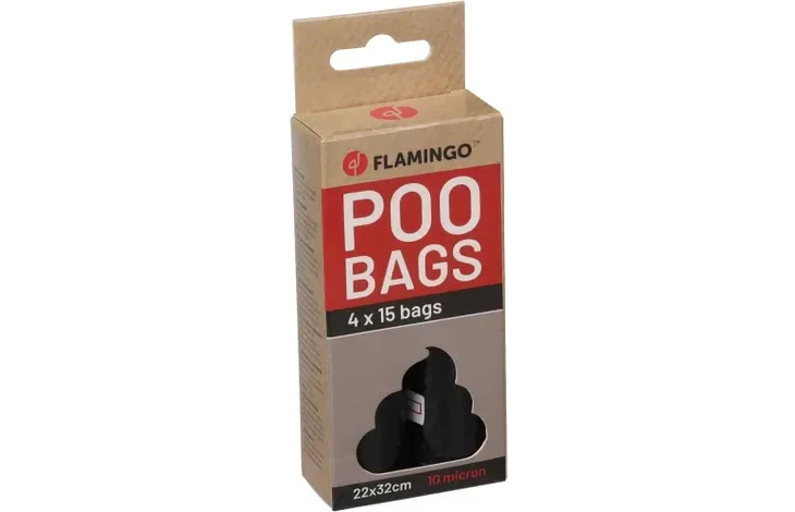 Flamingo Poepzak Basic Blekz Zwart 4stuks