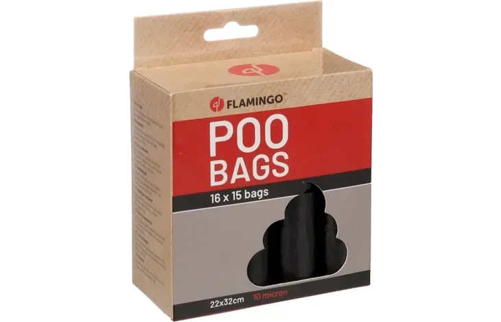 Flamingo Poepzak Basic Blekz Zwart 16stuks