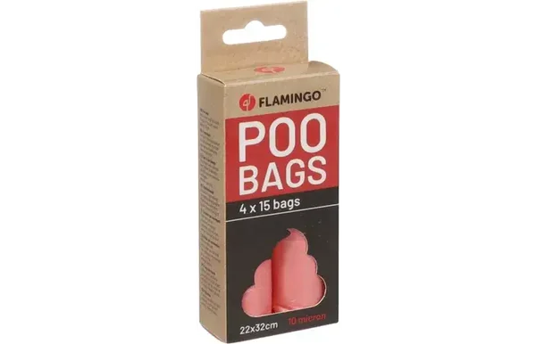 Flamingo Poepzak Basic Pastel Roze 4stuks