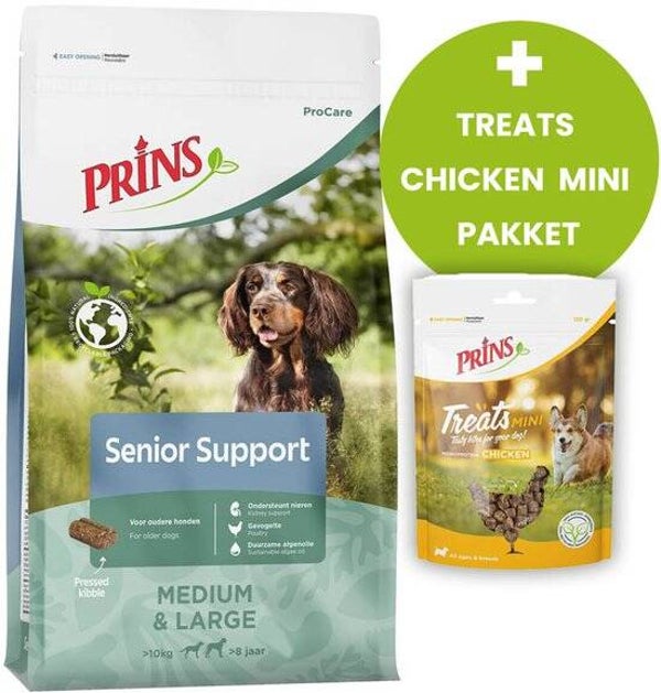 Prins ProCare Senior Support 20kg met GRATIS treats chicken mini