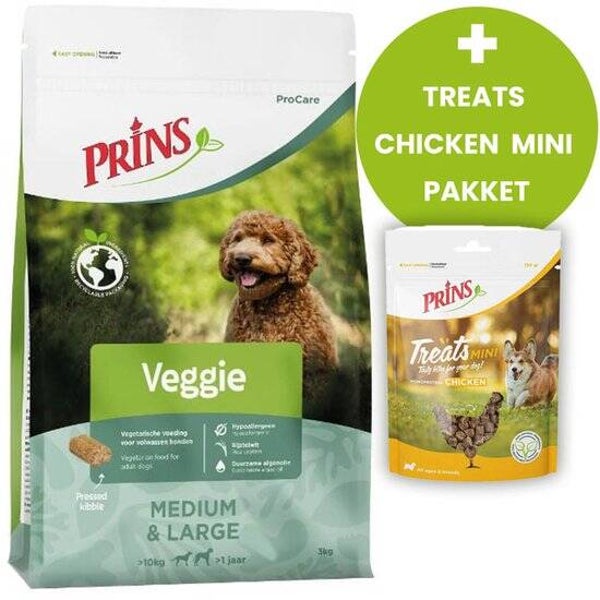 Prins ProCare Veggie 20kg met GRATIS treats chicken mini