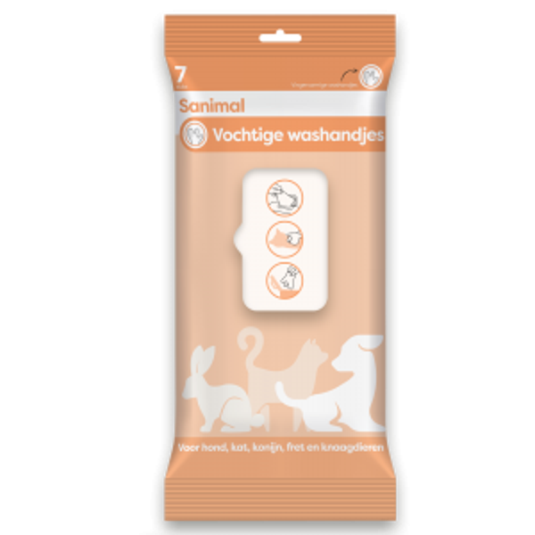 Sanimal vochtige washandjes 7stuks