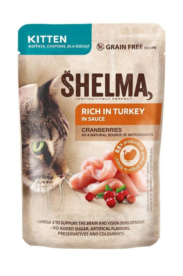 Shelma Pouch Fillets Kittens Turkey/Buckthorn 28x85gram