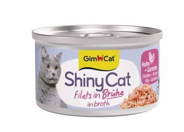 Gimcat ShinyCat Filets in jelly Kip|Garnaal 24x70gram