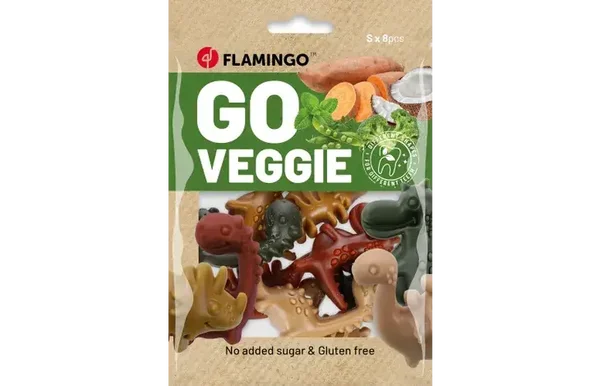 Flamingo Snack Veggie Dino Meerkleurig small 120gram