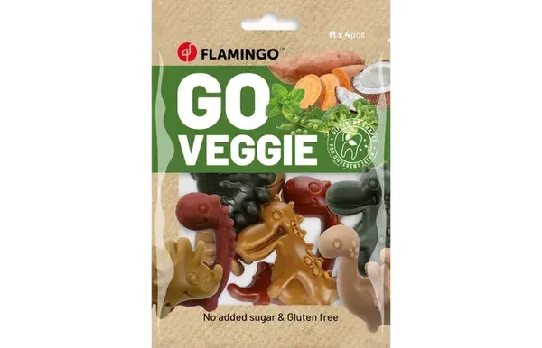 Flamingo Snack Veggie Dino Meerkleurig medium 120gram