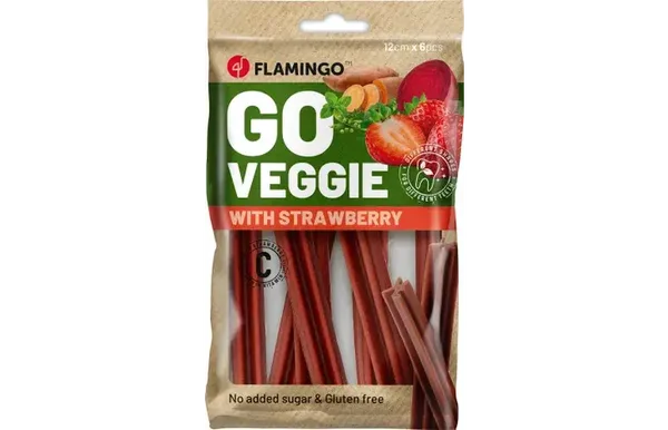 Flamingo Snack Veggie Staaf met aardbei Rood 78gram