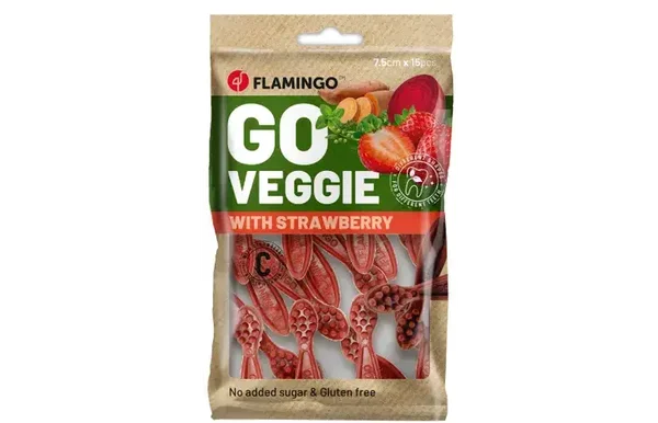 Flamingo Snack Veggie Tandenborstel met aardbei Rood 120gram