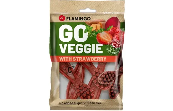 Flamingo Snack Veggie Tandenborstel met aardbei Rood 160gram