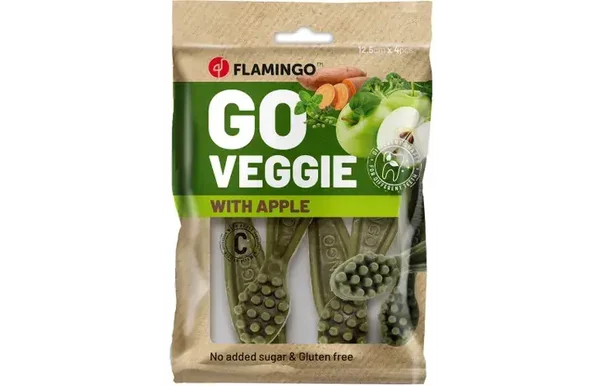 Flamingo Snack Veggie Tandenborstel met appel Groen 160gram
