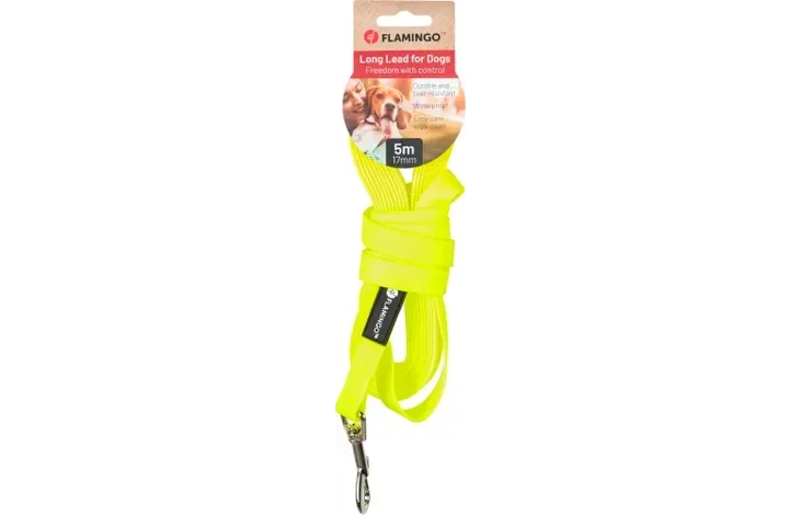 Flamingo Trainings- en zoeklijn Caspar Fluo geel 500cm