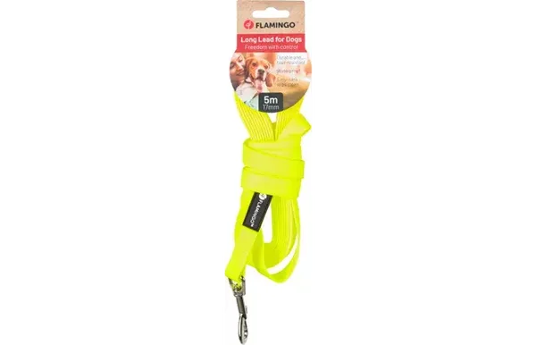 Flamingo Trainings- en zoeklijn Caspar Fluo geel 500cm