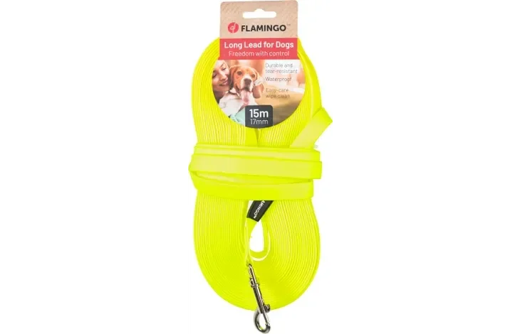 Flamingo Trainings- en zoeklijn Caspar Fluo geel 1500cm