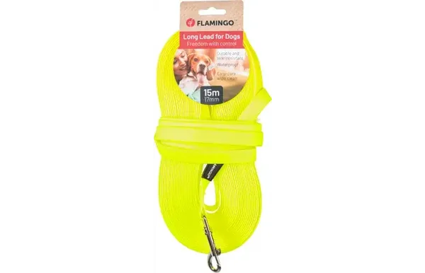 Flamingo Trainings- en zoeklijn Caspar Fluo geel 1500cm