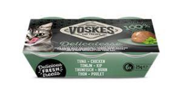 Voskes jelly cups tonijn&kip 12x6x25gram