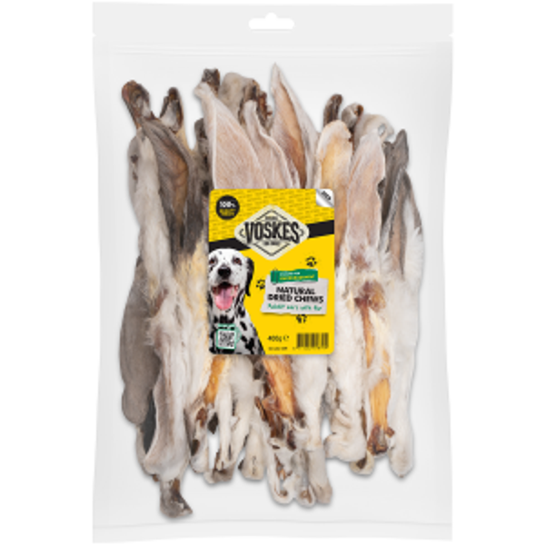 Voskes konijnenoren met vacht 15x400gram