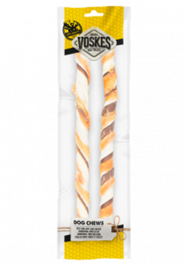 Voskes stick runderhuid rund&kip 40cm 20x2stuks