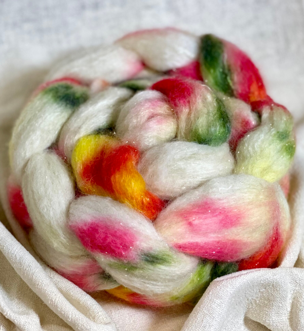 Håndfarget spinnefiber Venull Morbærbling