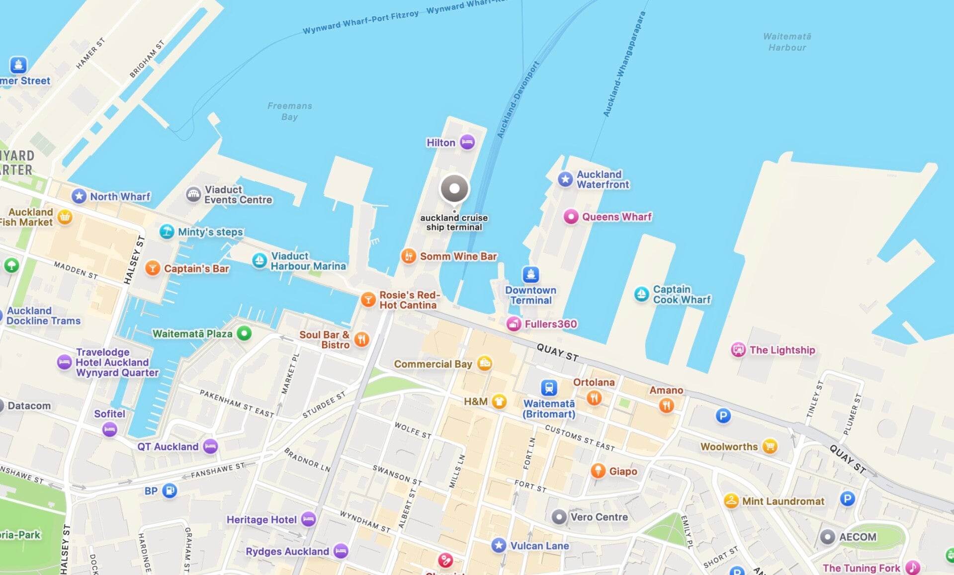 Auckland Hafen Karte