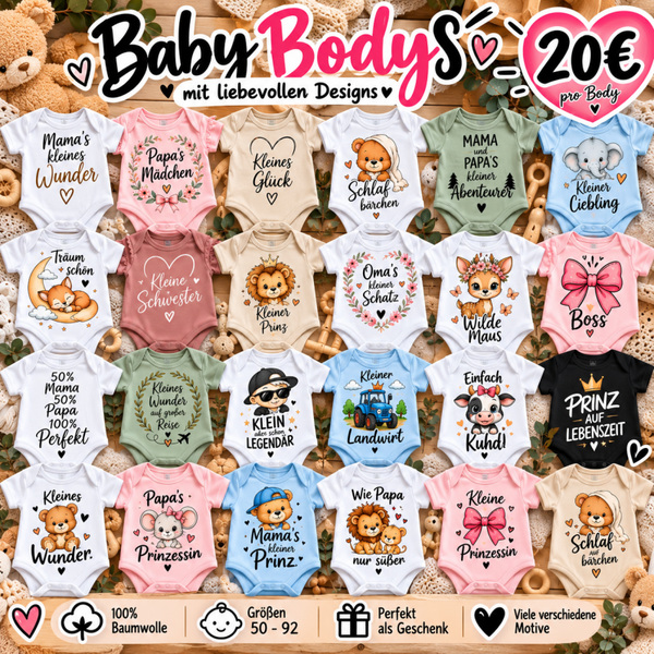Baby Bodys mit liebevollen Designs