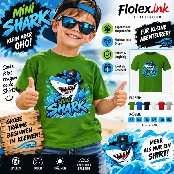 🦈💙 Kinder-T-Shirt „Mini Shark“ – klein, aber OHO!