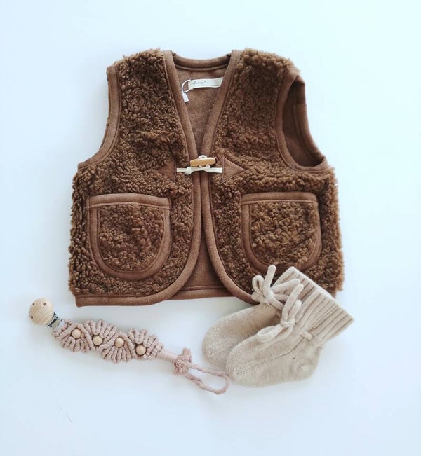 Teddy giletje bruin