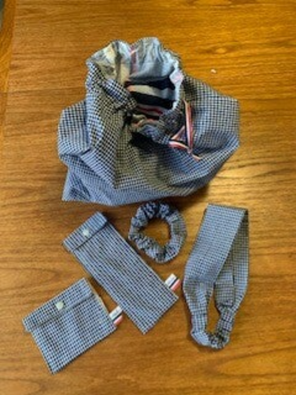 Ensemble de voyage et accessoires vichy bleu marine