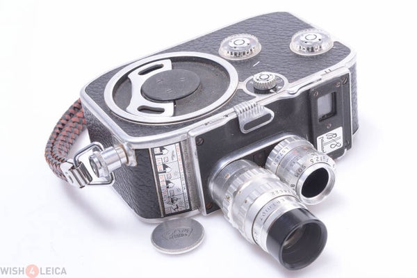 BOLEX B8 8MM CINE MOVIE CAMERA SOM BERTHIOT CINOR B 35MM 1.9 & 12.5MM 1.9 LENS