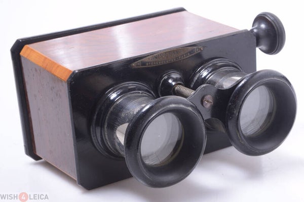 UNIS FRANCE C.1910 WALNUT 45X107MM STEREOSCOPE, STEREOSKOP STEREO VIEWER